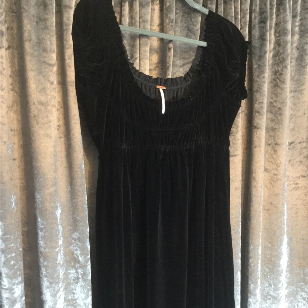 Black Velvet Smocked Dress Free People M